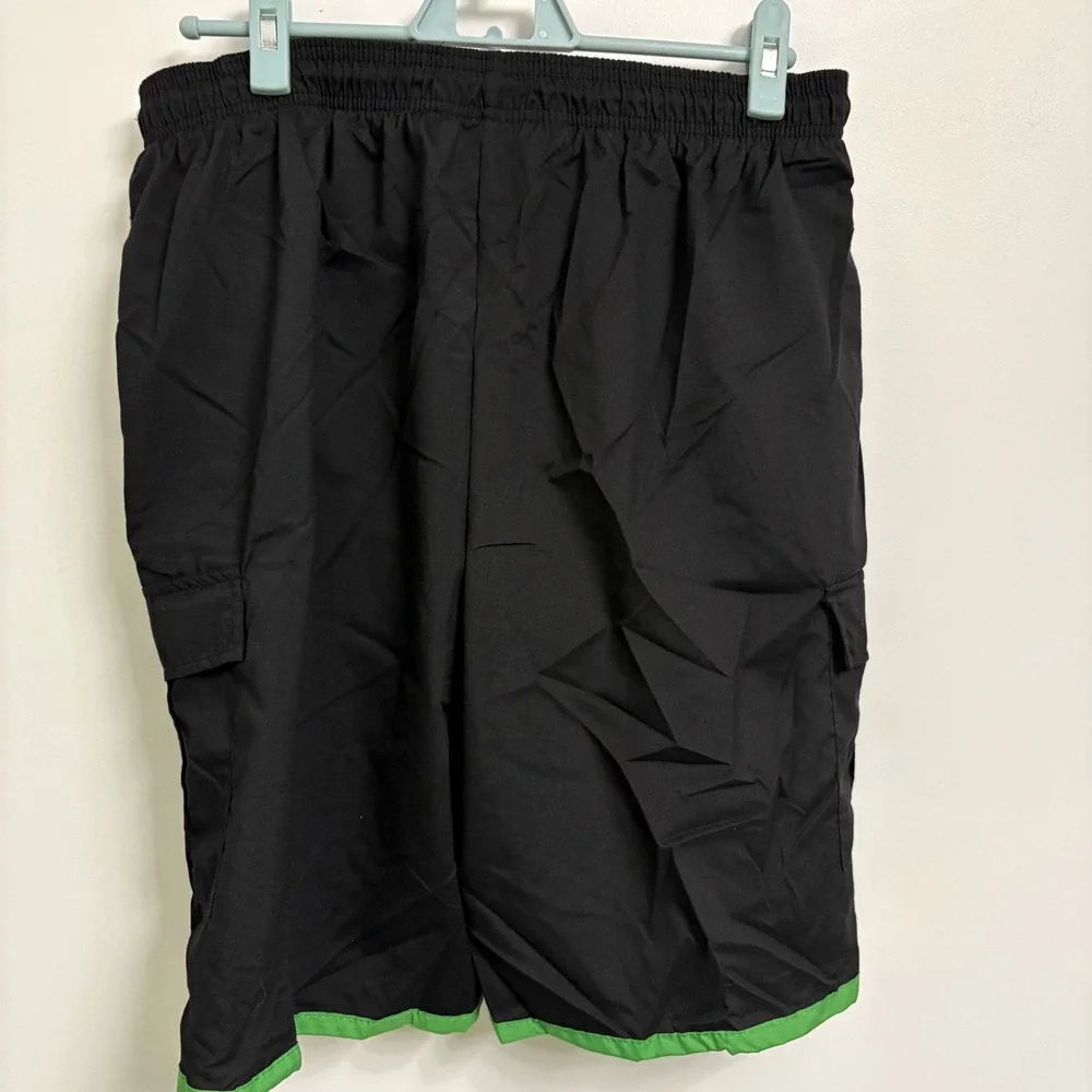 American Legend Outfitters Mens Large Black Green Cargo Swim Trunks Board Shorts